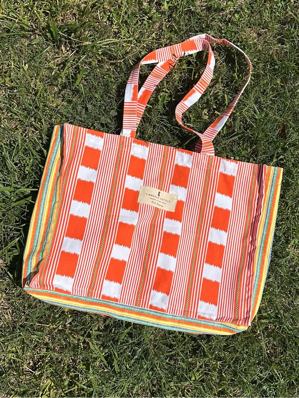 Kit Kemp Cotton Tote Lost & Found Bag Orange & Rainbow Firmdale Hotels